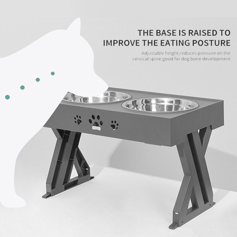 Elevated Adjustable Dog Bowl Stainless Steel Large Food Water Bowls