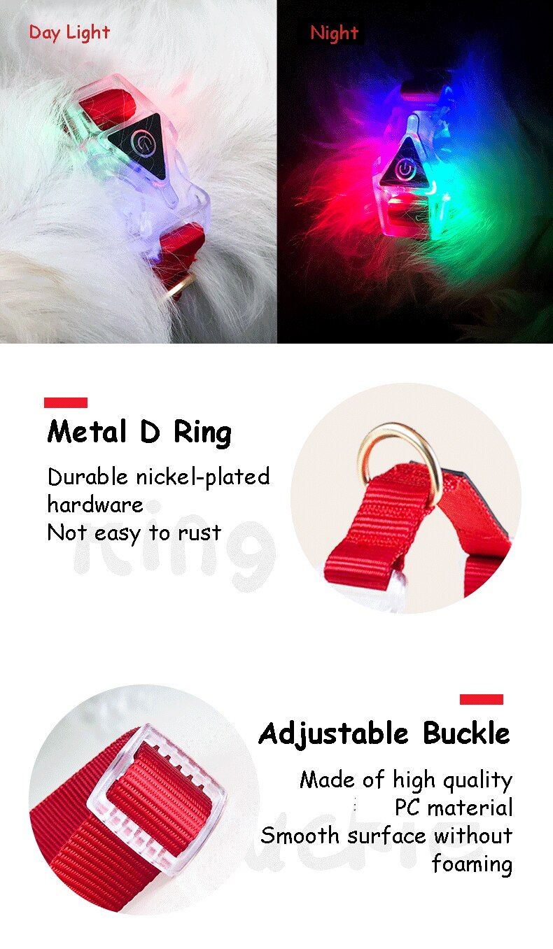 Popular Led Light Dog Collar Nylon Durable Battery Pet Collars