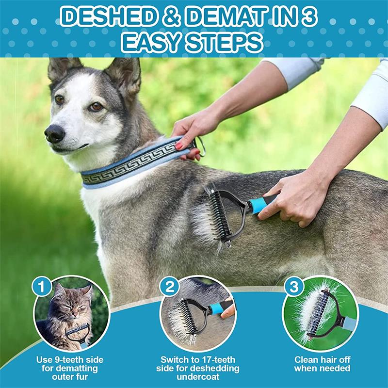 Dog Comb Hair Remover - double sided head