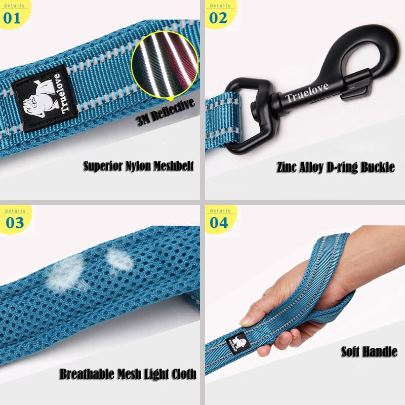 Truelove Soft Padded Mesh Dog Leash 3m Reflective Nylon Dog Leads Dog